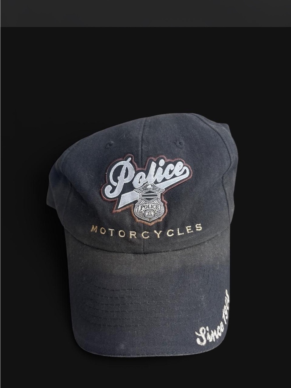 Police Motorcycles Embroidered Black Baseball Cap rare Harley Davidson